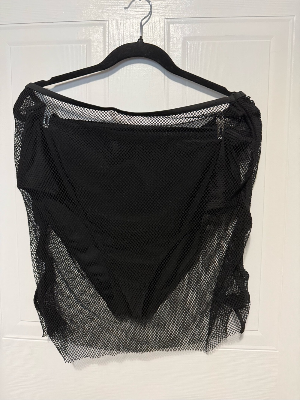 Black Bikini With Black Mesh Swim Cover-Up Skirt